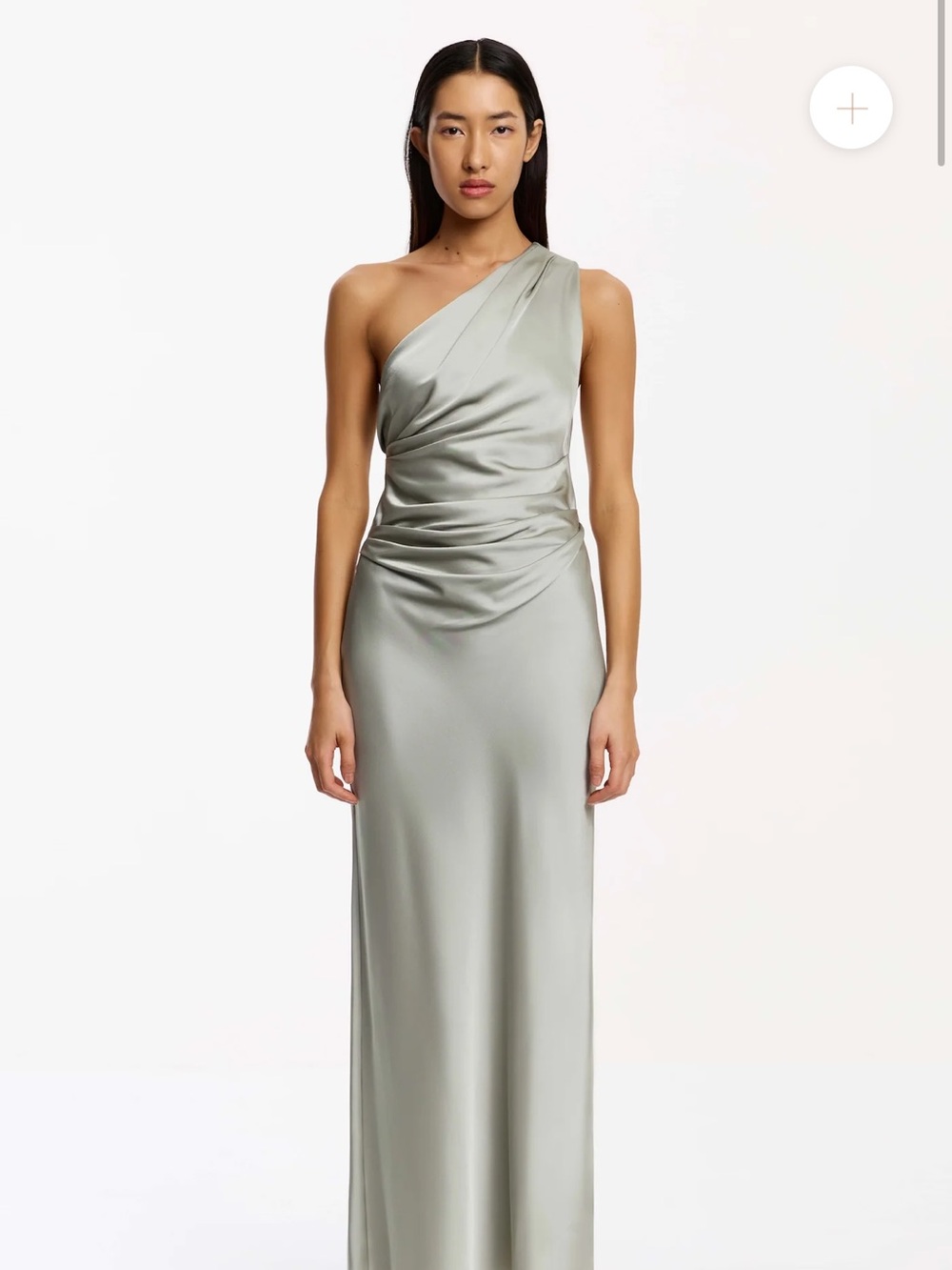Significant Other Angela Sage Green One Shoulder Satin Maxi Dress AU 14 / US 10
